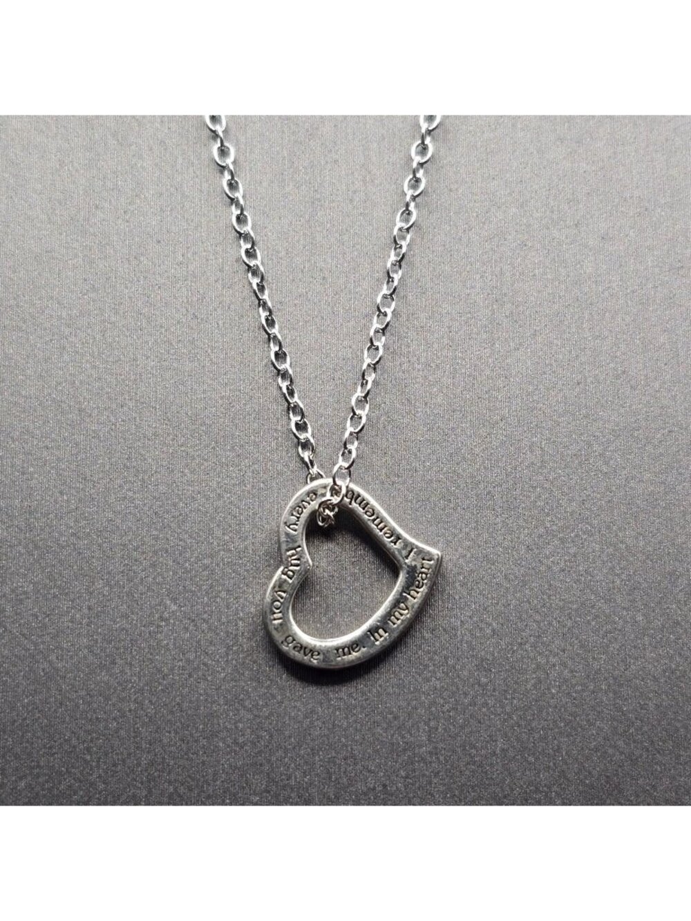 Sterling Silver Mom Heart Pendant Necklace 22" I Remember Every Hug Inscribed